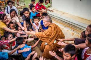 Monk Surrounded by Children